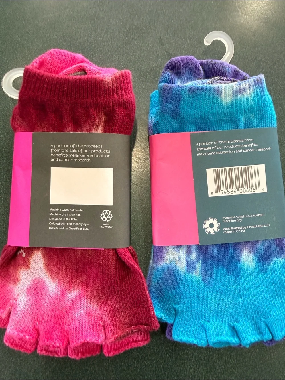 Great Soles Women's Tie-Dye Toe Socks - Pink and Blue